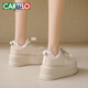 卡帝乐鳄鱼（CARTELO）小个子增高7cm雪地靴女2024冬季新款加绒百搭面包鞋松糕棉鞋 升级版  米白 35