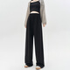 Miduli maternity wide-leg pants for outer wear autumn and winter loose casual pants straight-leg glutinous rice pants drawstring trousers black L