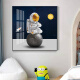 
Whale school children's room decoration painting astronaut space cartoon boy room bedside drawing square astronaut bedroom painting 689-7 50*50 black frame/crystal porcelain painting