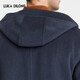 Lucadilong [wool + mulberry silk] Autumn and winter new mid-length hooded men's warm wool coat coat gray L (50)