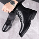 
Saimandie winter wool military hook cold-proof boots men's warm wool boots tactical combat boots high top pure wool hook cotton leather shoes 3519 black height-enhancing model 38