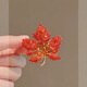 Core luxury French retro red maple leaf brooch women's high-end exquisite chest brooch temperament niche coat chest accessories red maple leaf brooch