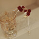 Mengkeduo Red Rose Tassel Hairpin New Chinese Style Ancient Style U-shaped Hairpin Bridal Toast Wear Hairpin High-end Hair Accessory Red Rose Tassel Hairpin Gold