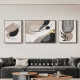 Meiyouchun schwarz, weiß und grau abstrakte Kunstsofa Hintergrund Wand Dekorative Malerei hochwertiges Wohnzimmer Hängende Malerei Modernes Triple Mural JD13786 Links und rechts 50*70 Middle 90*70 Kristallporzellan Aluminium Legierung Schwarzer Rahmen