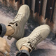 Región Occidental Camel Men's Shoes Boots Martin Boots Middle Top Men's Autumn Men Turny Trabajo al aire libre Botas High Top British Apricot Color 41