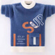 Nuodou Bear Boy's Fluff Sweater Autumn and Winter New Style 4-13 Years Old Medium-Grand Children's Pullover Sweater Children's Winter Knitted Sweater Boys Inner Wear Blue Small Pocket 130