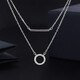 Chaoyu S999 solid silver one-word double-layer stacked necklace for women, diamond-encrusted clavicle chain, temperament necklace, birthday and Valentine's Day gift, silver necklace, exquisite gift box