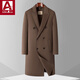 Lislave Wollmantel Herrener langer Stil über Knie großer Größe doppelseitiger Trenchcoat Herren 100% Woll-Doppelreihe Jacke Aprikose M.