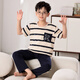 Mannido Pajamas Pajamas Boys Summer Pantalones de manga corta Algodón puro Niños delgados niños de tamaño mediano Set de ropa para el hogar de algodón de algodón F728 [Longitud corta] m Código recomendado 155-160 cm