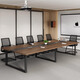 民溪会议桌【当日发货】长桌简约会议室洽谈桌工作办公桌接待培训桌 【橡木灰+黑架】加厚桌面 【480*130cm】 18人可坐