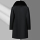 Woodpecker Woolen Coat Men's Middle-aged and Elderly Winter Dad's Clothing Plus Velvet Thickened Elderly Long Over-the-Knee Woolen Coat Jacket Black 175