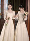 Gu Moxi bridesmaid dress can usually be worn in autumn and winter, champagne color bridesmaid dress for women, winter French wedding, fairy sisters and best friends group H135 champagne color long style A S