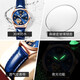 OLEVS Swiss certified brand watches for women mechanical watches fully automatic hollow women's watches for birthday gifts for girlfriend and wife. Upgraded enhanced version 6636-Blue leather rose shell blue face [lifetime warranty]