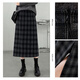 Cypress Plaid Skirt 2025 Autumn New Women's High Waist Slim Slit Midi Skirt