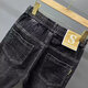 Kefeiwo neue High-End-Tether-Jeans für Männer lose und trendy gedruckte elastische Taille und kleine vielseitige Gelegenheits-Harren-Jeans Yiniu-983 Black S (Empfohlenes Gewicht 80-95 Jin [Jin gleich 0,5 kg]))