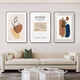 Huaixue moderne einfache Wohnzimmer Dekoration Malerei Nordisches abstraktes Sofa Hintergrund Wandhängemalerei High-End-Touch-Figur Triplet-Wandbild JD13548 50*70/50*70/50*70 Kristallbild PVC Schwarzer Grenze