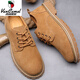 Western Camel (VANCAMEL) Martin shoes men's genuine leather spring and summer men's shoes trendy shoes low top versatile Martin boots casual fur shoes British work shoes brown 41