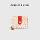 CHARLIE & KELLI官网 CK轻奢包包女包卡通风钱包女士2025新款零钱包卡包手拿包 橙红色