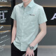 YIBAOLANG new short-sleeved shirt men's trend Korean slim casual shirt without scalding and anti-wrinkle summer half-sleeved summer thin style 854 light green L (105-120Jin [Jin equals 0.5 kg])
