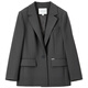 Shandubila 2025 Spring and Autumn Blazer Feminine Commuting One-Button Metal Label Fake Pocket Suit Dark Gray M