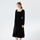 Fan Silann velvet low square collar French black skirt for women 2024 winter new elegant annual meeting dress 14698 black XL