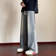 POUM Jeans Autumn e invierno Pantalones de pierna ancha soltas 2024 Pantalones de terciopelo American Boys 'Boys' pantalones WKXS-K1047 Azul XL