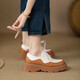 XMXE Brand Fashion Slaafers Damen 2025 Herbst Neue Mode dick-löst dick-löst-verstärkte Lederschuhe farbblockierende vielseitige Single-Schuhe für Frauen Grün 35