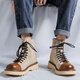 KGV Martin Boots Herren neue britische Stil atmungsaktive High-Top-Schuhe dicker Sohle Erhöhung Arbeitstiefel Trendy Denim Boots Herrenstiefel gelbe Erhöhung 41 Standard Lederschuhgröße