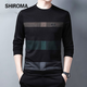 Camiseta de manga larga de otoño e invernal de Shiroma para hombres con camisa de base superior de otoño de otoño impresa para hombres con un terciopelo W691 W691 Black-Flee Style XL 175 Tamaño recomendado 135-150Jin [Jin equivale a 0.5 kg]
