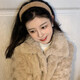 Haiyiduo autumn and winter plush wide-brimmed headband, retro-style women's face wash artifact, nostalgic hair accessories, new Japanese and Korean versatile outing headwear, white fur + milk tea color fur headband