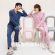 Autumn deer couple pajamas for women winter German velvet hot solid color coral velvet color matching v-neck cardigan long-sleeved home wear set lilac purple 148 women XL