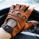 Lootis NOOLDERS men's half-finger retro driving deerskin gloves retro motorcycle riding driving gloves half thin camel L size