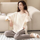 
Yunzhi pure cotton pajamas for women in spring and autumn long-sleeved pullover autumn and winter thin loose large size for outdoor wear for women's suit 701-Apricot gray XL (170): Recommended for 120-140Jin [Jin equals 0.5 kg] to wear