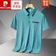 皮尔卡丹（pierre cardin）爸爸夏装冰丝短袖t恤男夏季中老年人Polo保罗衫休闲中年有口袋上 1105灰色 L 适合110-125斤