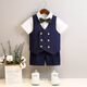 Bubble orange (BUBBLE ORANGE) children's dress summer short-sleeved boy suit suit vest handsome little boy's first birthday flower girl performance suit 5-piece set (shirt + horse short chest collar) size 130 (recommended weight 50-56 Jin [Jin equals 0.5 kg])