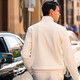 
Mr. Cloth zipper half high neck thickened cotton spring and autumn sweatshirt men's new long-sleeved T-shirt European and American style BT12176 Ivory white 3XL (190)