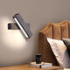 Yaotian bedroom bedside wall lamp modern minimalist living room background wall study track creative rotating lamp black 20cm white light