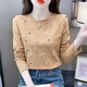 Red Dragonfly Algodón de algodón puro Camisa de base estampada para mujeres Autumn de manga larga Nueva tapa de camiseta redonda versátil y de cuello redondo DD1396# (Caki) L de manga larga L [sugerido 106-120Jin [Jin equivale a 0.5 kg]]