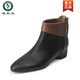 Spechtleder -Leder dicke Absatzstiefel für Frauen 2025 Neue Frühlings- und Herbst -Single -Stiefel modische Martin -Stiefel britische Styme Soft Soft Weiches Gesicht kleiner Nacktstiefel aus Weiß 36