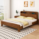 Qifeng Guangdong Foshan furniture bed solid wood bed rubber wood modern Nordic double bed master bedroom log bed simple style wooden bed single bed (log color main picture) 1500mm*2000mm frame structure