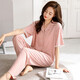 Langsha Pajamas (Langsha) Pantalage de coton modal de printemps pour femmes Vêtements de maison à manches courtes pour la mère de la mère Mère Mother Cardigan Loose Uster uster 723 Rose clair M [155-162 cm / 80-105jin [Jin est égal à 0,5 kg]]]]