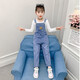 Kinderkleidung Girls Overalls für neue Frühling und Herbst Koreanische Version von Mid-Large Children's Suit Denim Overalls zweiteiliger Set 10-13 Jahre altes Modehemdstil Größe 140 Größe Empfohlene Höhe von 135 cm