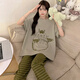 Junjunsui dimei pyjamas für Frauen reine Baumwolle kurzärmelige Hosen Frühlings- und Herbst-Cartoon-Frauen große Größe 200 Jin [Jin entspricht 0,5 kg] Sommerstudent Home Clothing Set Kurzlänge-WB-671 Dingdang Cat 3xl große Größe (170-200 Jin [Jin Equals 0,5 kg])))