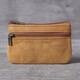 
Jiemou top layer cowhide mini card bag small cow bag men and women retro handmade genuine leather driver's license key bag z1c brown yellow (specially larger version)