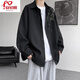 Anchuxia Chinesischer Stil Sticked Jacke Herrener Anzug Frühling und Sommer Neue Sonnenschutzkleidung Herrenmode dreiteiliger schwarzer Mantel + Baumwolle Short T + Black Hosen XL [Empfohlen 120-140jin [Jin gleich 0,5 kg]]