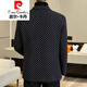 Pierre Cardin Plaid Woolen Suit Men's 2025 Winter New Slim Fit Cotton Thickened Warm Short Woolen Small Suit Jacket Black Thickened Cotton XL 120-135Jin Jin is equal to 0.5 kg