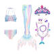 Ruiyang mermaid clothes princess tail children's swimsuit girls split bikini baby swimwear new hot spring colorful three-piece set + crown + necklace 4-piece set 110cm