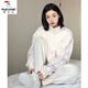Woodpecker sportswear sweatshirt suit women 2022 autumn new style college style fashion ins jacket straight pants two-piece set milk apricot color [pure cotton two-piece set L [recommended 100-115 Jin [Jin equals 0.5 kg]]