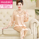 Modal's new silk pajamas sexy and convenient sex for women in summer, real cropped sleeves, long pants, middle-aged mother's home NJR-FX684 [light gray] M [recommended 80--100Jin [Jin equals 0.5 kg]]