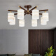 Copper Heart Woody New Chinese Chandelier Solid Wood Living Room Chandelier Black Walnut Restaurant Chandelier Simple and Atmospheric Chinese Style Living Room Lamp J9715-5 head (ceiling style)